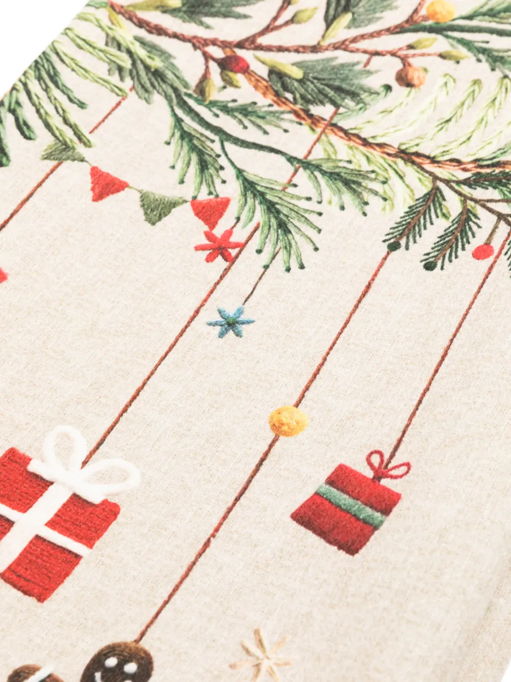 TESSITURA TOSCANA TELERIE Christmas-print floor mat - Beige