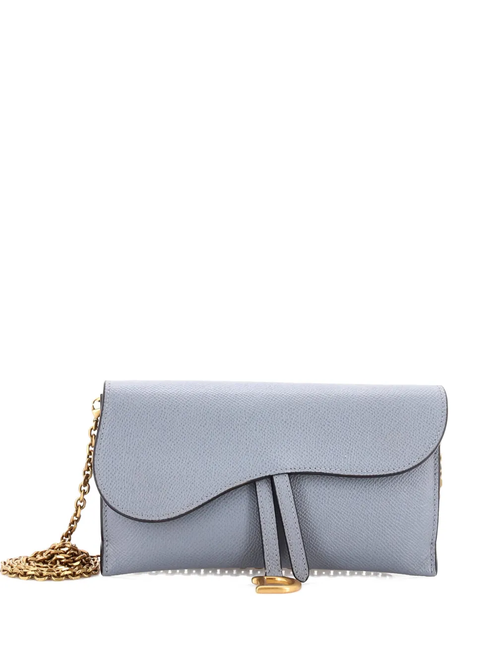 Christian Dior Pre-Owned Saddle Chain Wallet Leather clutch bag | Blue | Image 1