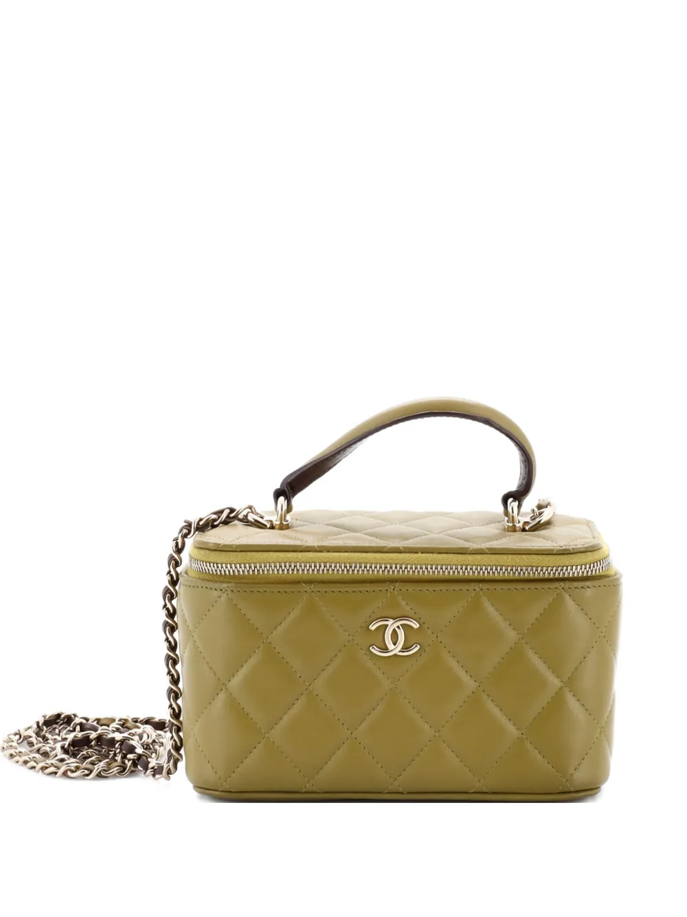 CHANEL Pre-Owned Classic Top Handle Vanity Case with Chain Quilted Lambskin Small crossbody bag - Verde