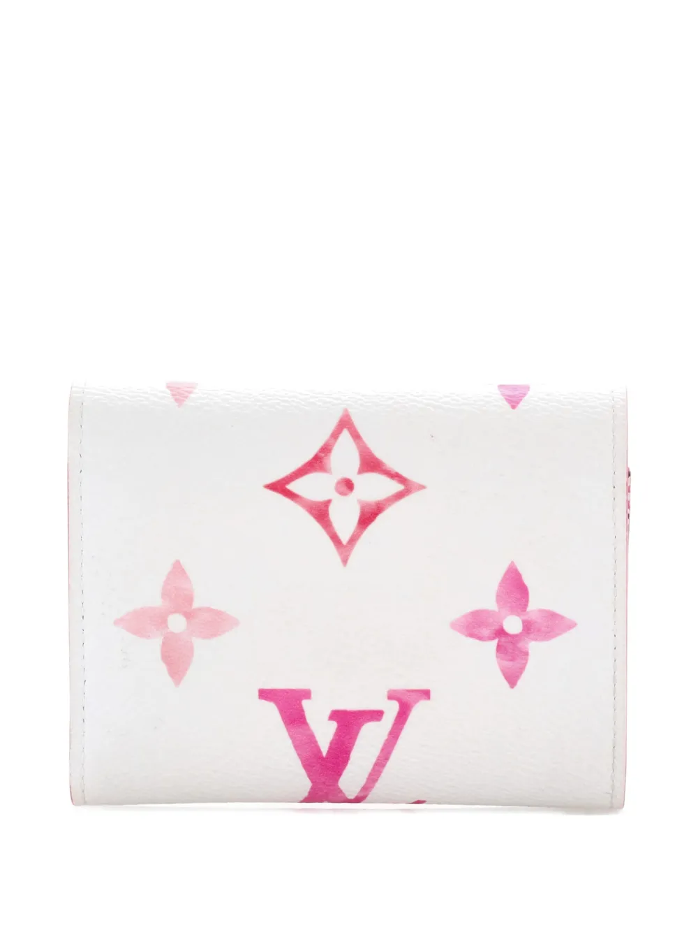 Pre-owned Louis Vuitton Victorine Wallet By The Pool Monogram Watercolor Giant Small Wallets In Pink