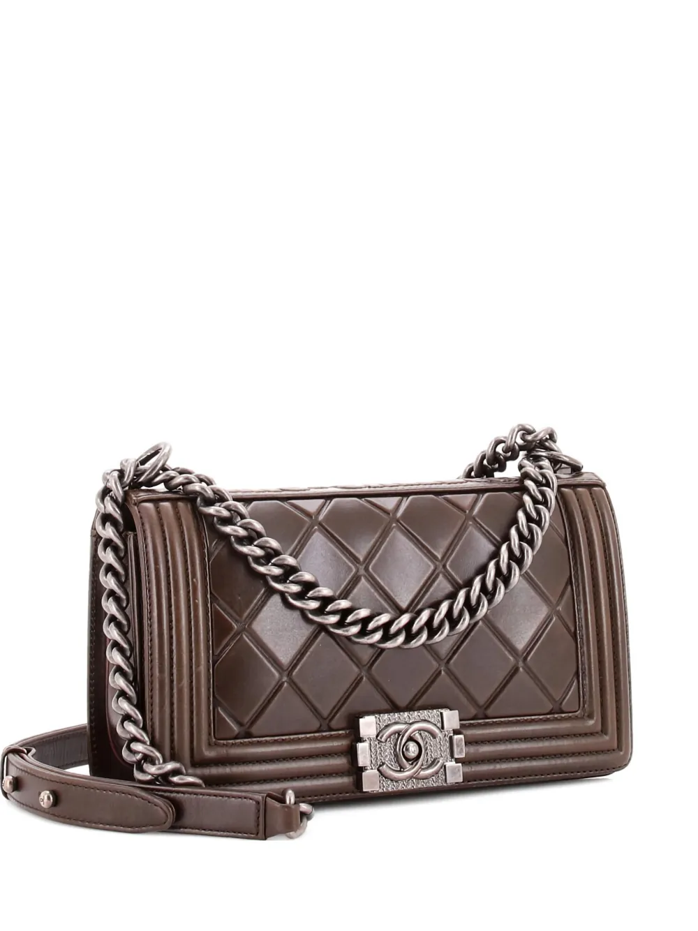 CHANEL Pre-Owned Borsa a spalla Paris-Salzburg media in pelle di vitello trapuntata - Marrone