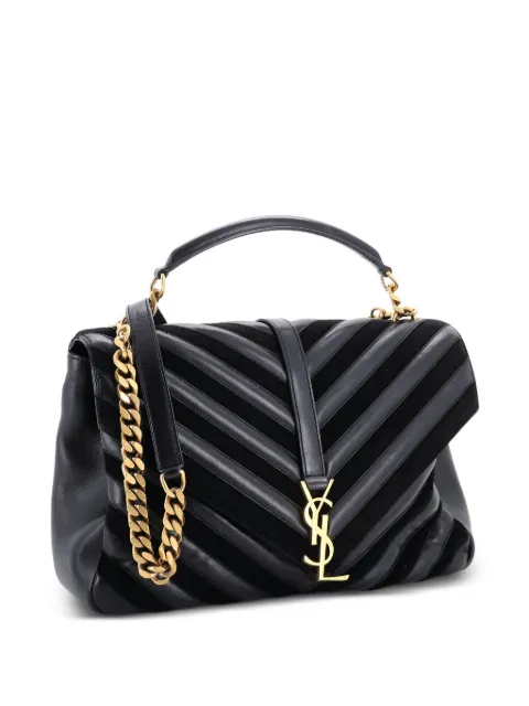 Saint Laurent Pre-Owned Classic Monogram College Bag Matelasse Chevron Leather and Suede Large satchel