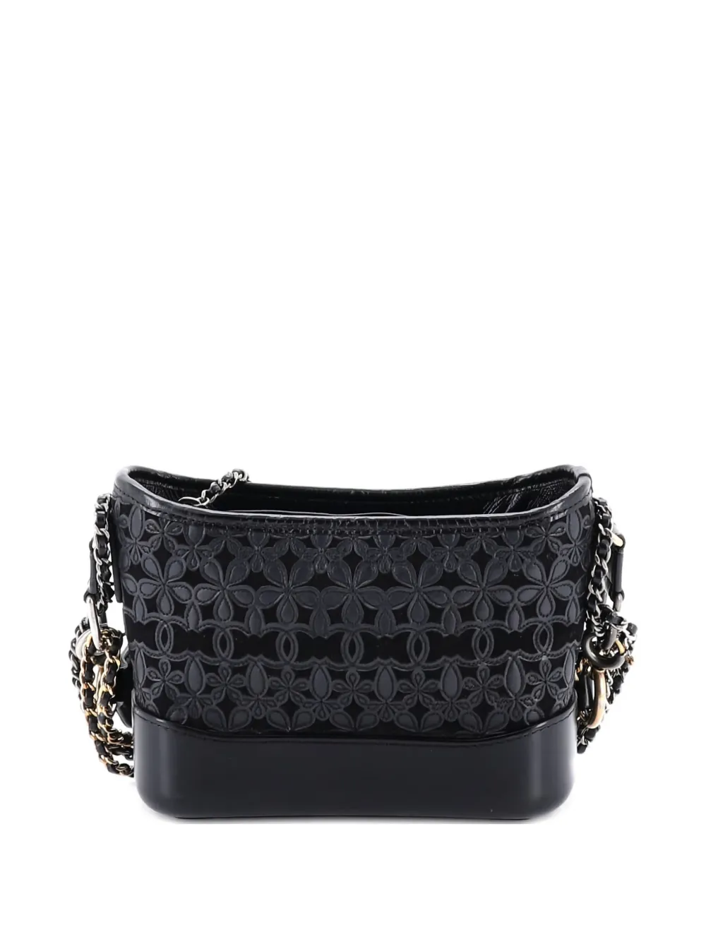 Gabrielle Hobo With Logo Handle Laser Cut Calfskin And Wool Felt Small Crossbody Bag