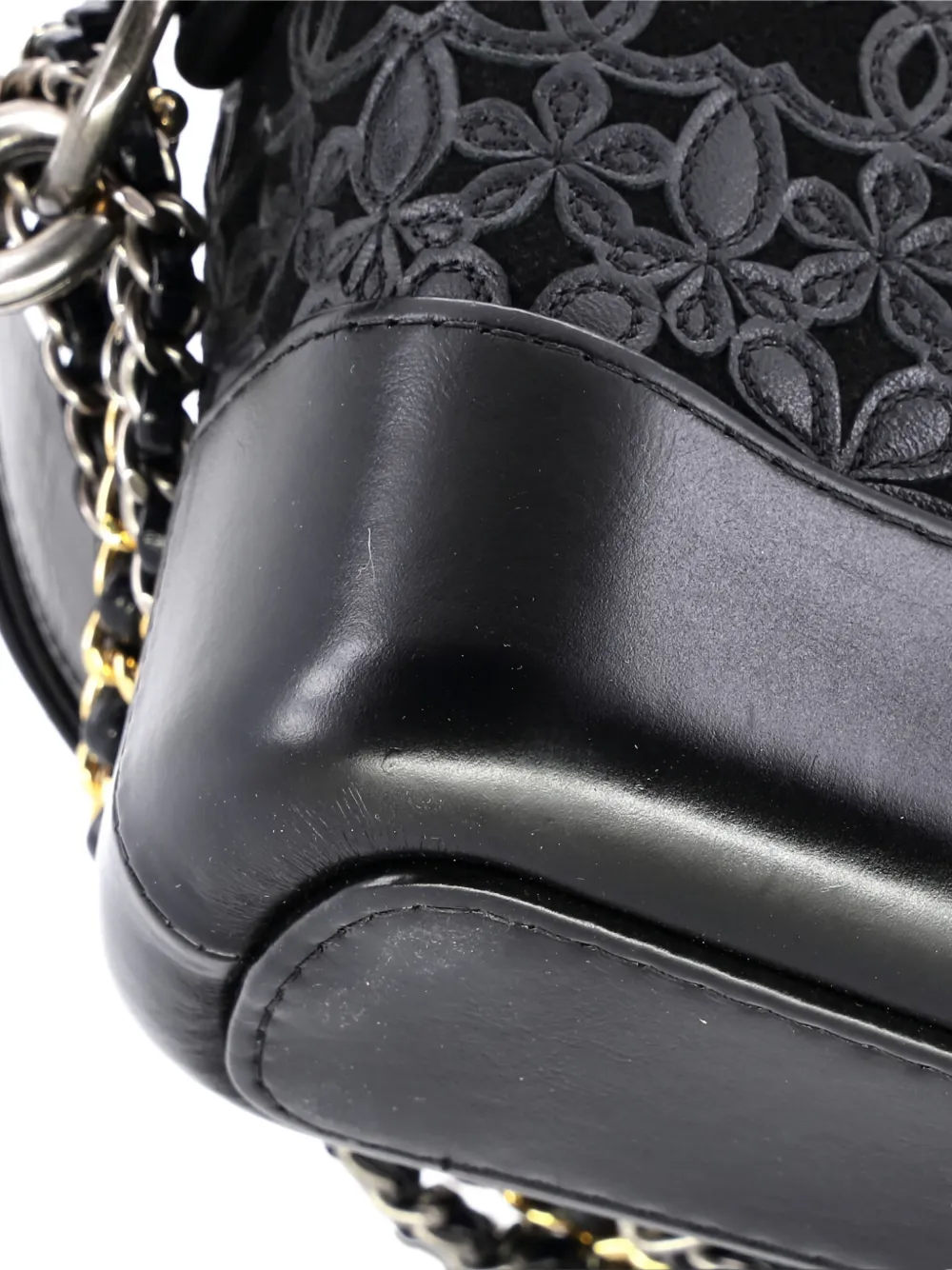 Gabrielle Hobo With Logo Handle Laser Cut Calfskin And Wool Felt Small Crossbody Bag