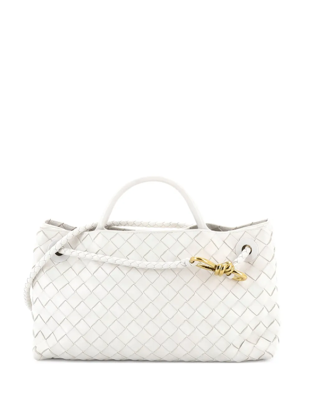 Bottega Veneta Pre-Owned Andiamo East West Top Handle Bag Intrecciato Nappa Small satchel - Bianco