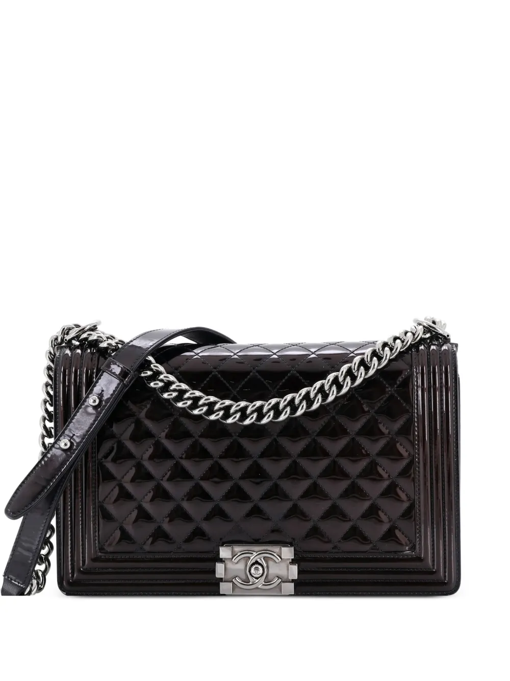 CHANEL Pre-Owned Boy Flap Bag Quilted Patent New Medium shoulder bag - Marrone