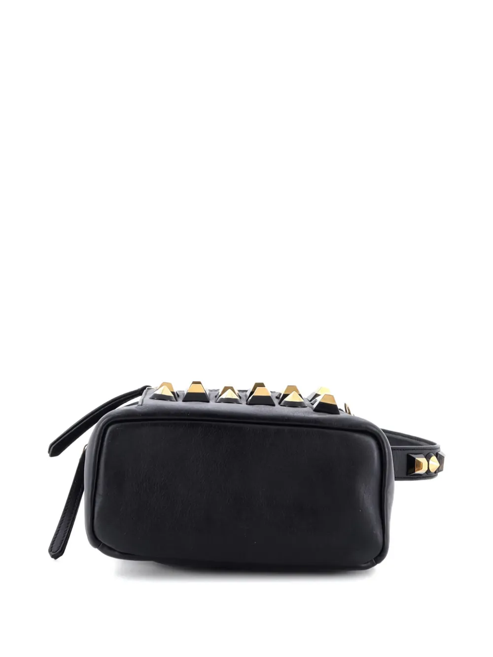 Pre-owned Fendi By The Way Crossbody Studded Leather Mini Backpack In Black