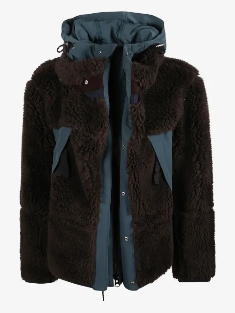 sacai high-collar hooded wool jacket