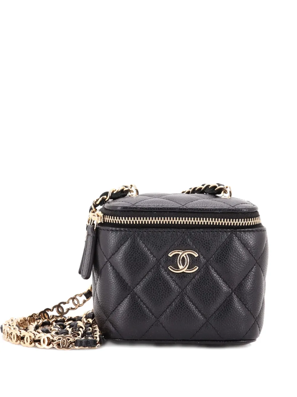 CHANEL Pre-Owned Tiny CC Link Vanity Case with Chain Quilted Caviar Mini clutch bag | negro | Image 1