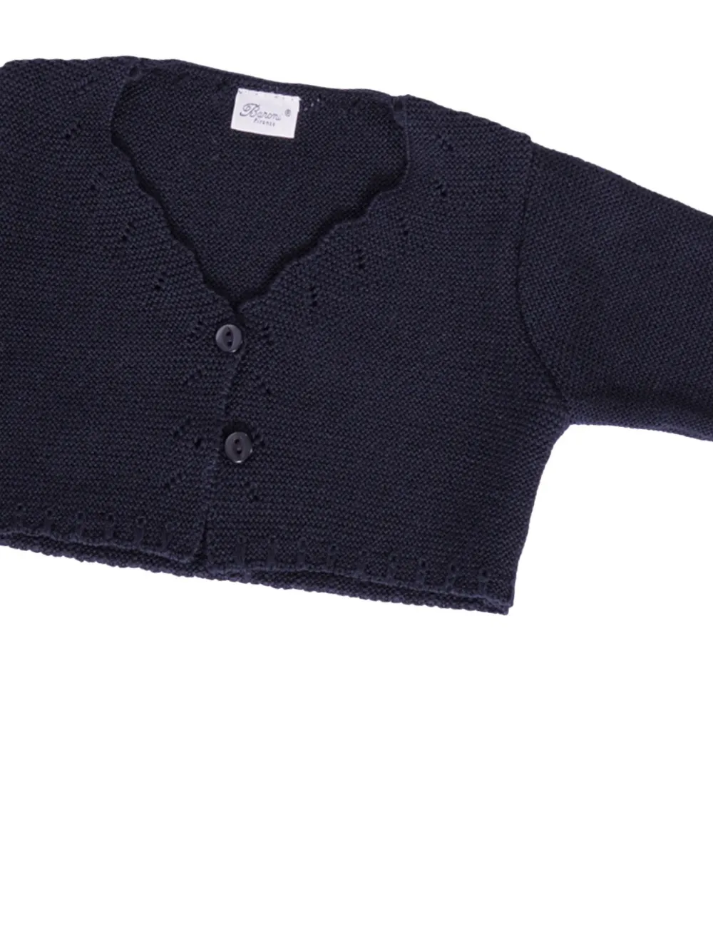 Baroni Firenze Scalloped Button Cardigan In Black