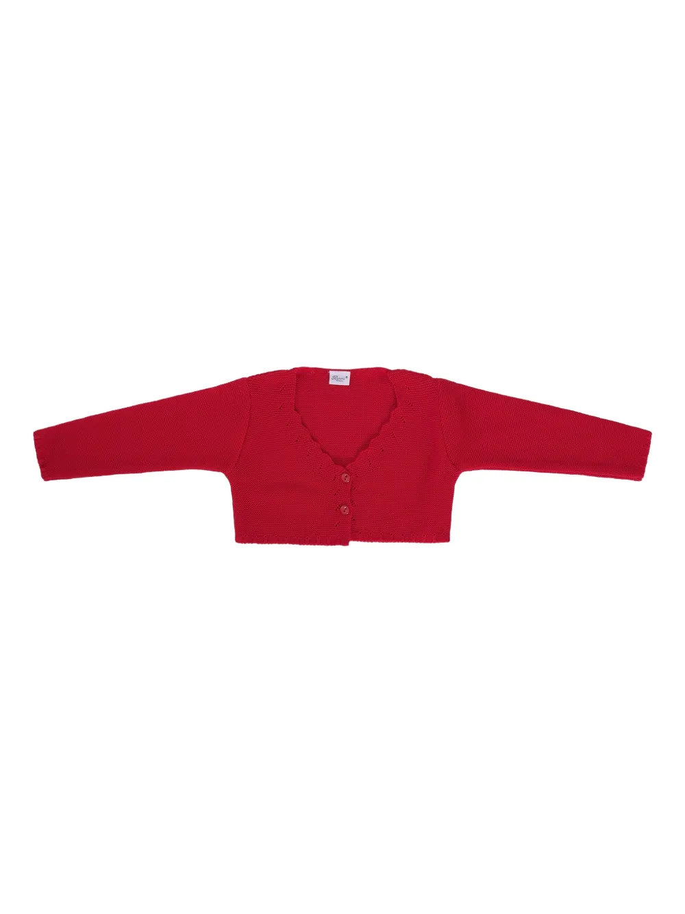 Baroni Firenze Babies' Scalloped Button Cardigan In Red