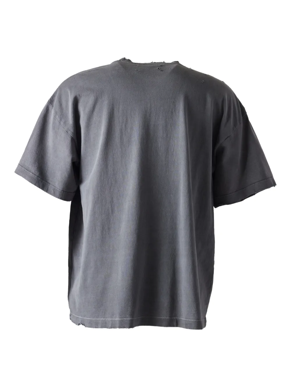 SATOSHI NAKAMOTO graphic raw-cut T-shirt - Grijs