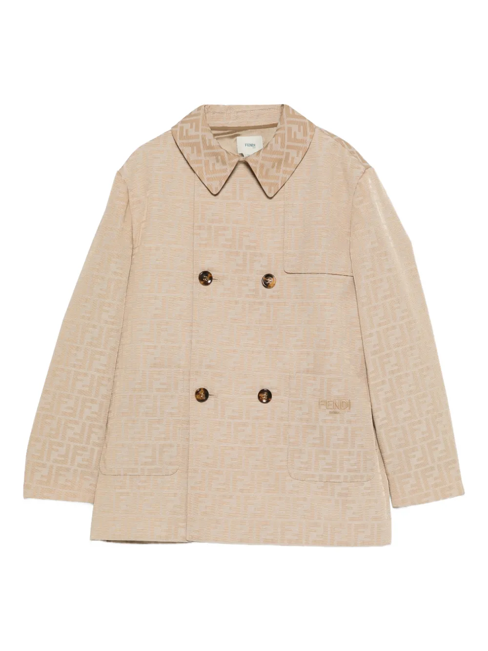 Fendi Kids monogram double-breasted coat - Toni neutri