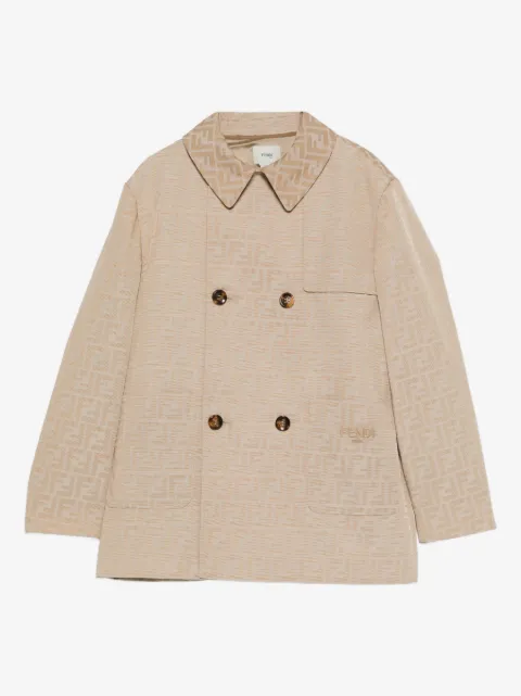 Fendi Kids gabardina con doble botonadura y monograma