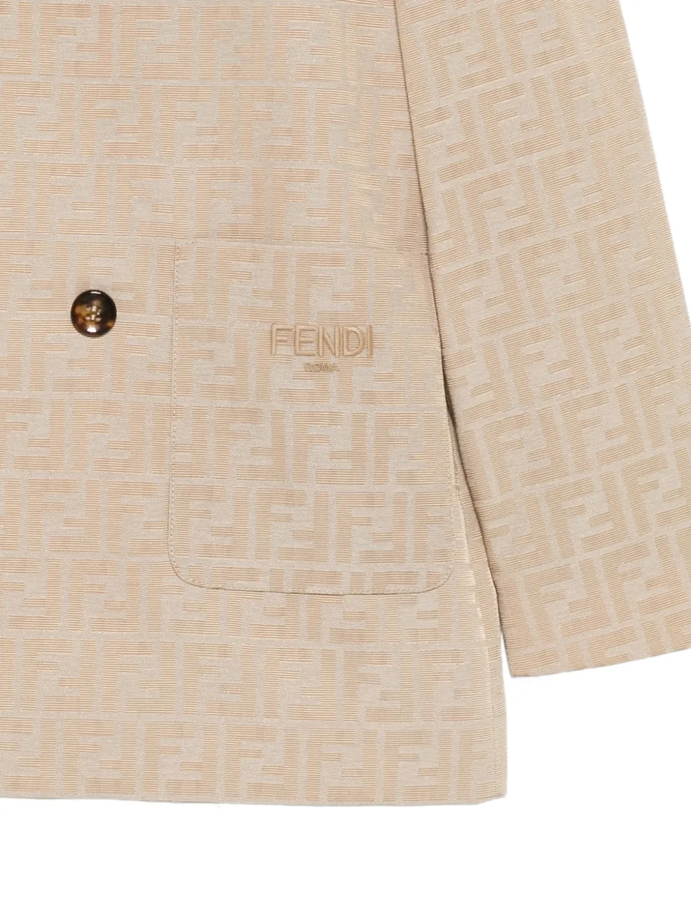  Fendi Kids Monogram Double-breasted Coat - Neutrals 