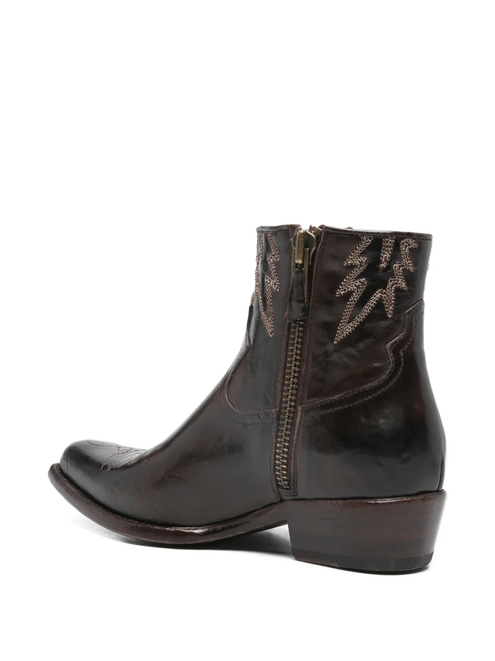  Damy Flames-embroidered Boots - Brown 