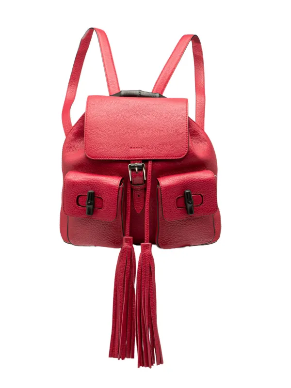 Gucci Pink Leather Bamboo Tassel Backpack | Authentic | Made in Italy Gucci Gucci Leather Bamboo Tassel Backpack – ReLuxe Room main image 4