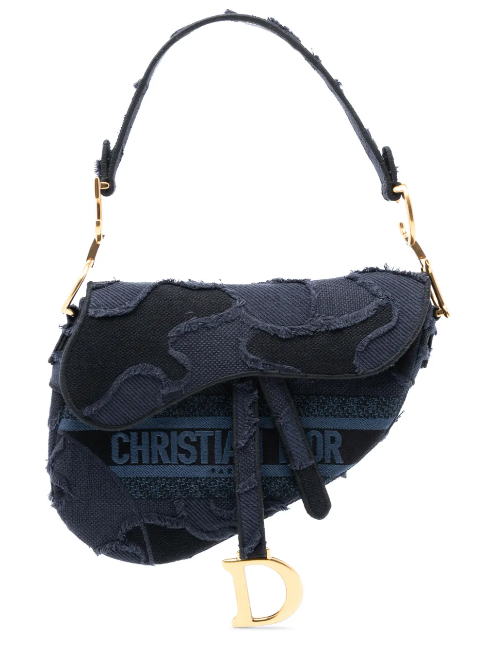 Christian Dior Pre-Owned 2019 Camouflage Embroidered Canvas Saddle Bag shoulder bag - Blu