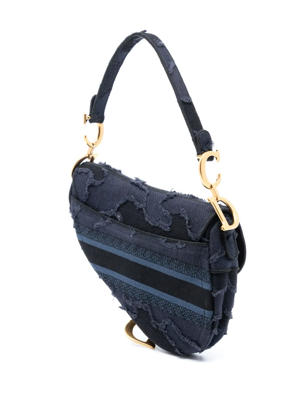  Christian Dior Pre-owned Sac Porté épaule Saddle Bag En Toile Brodée à Motif Camouflage (2019) - Bleu 