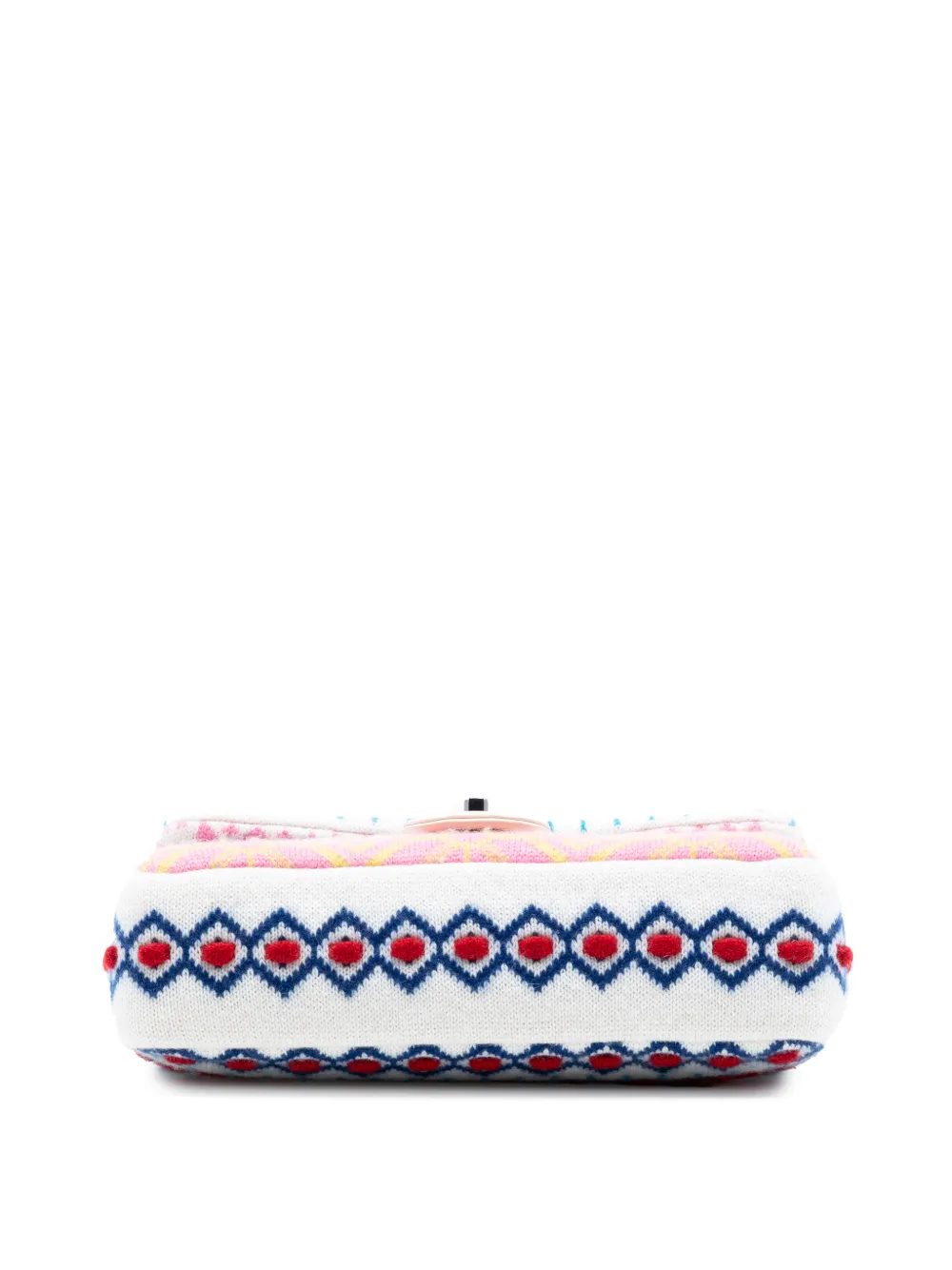 Pre-owned Chanel 2015-2016 Medium Classic Multicolor Cashmere Knit Single Flap Shoulder Bag In White