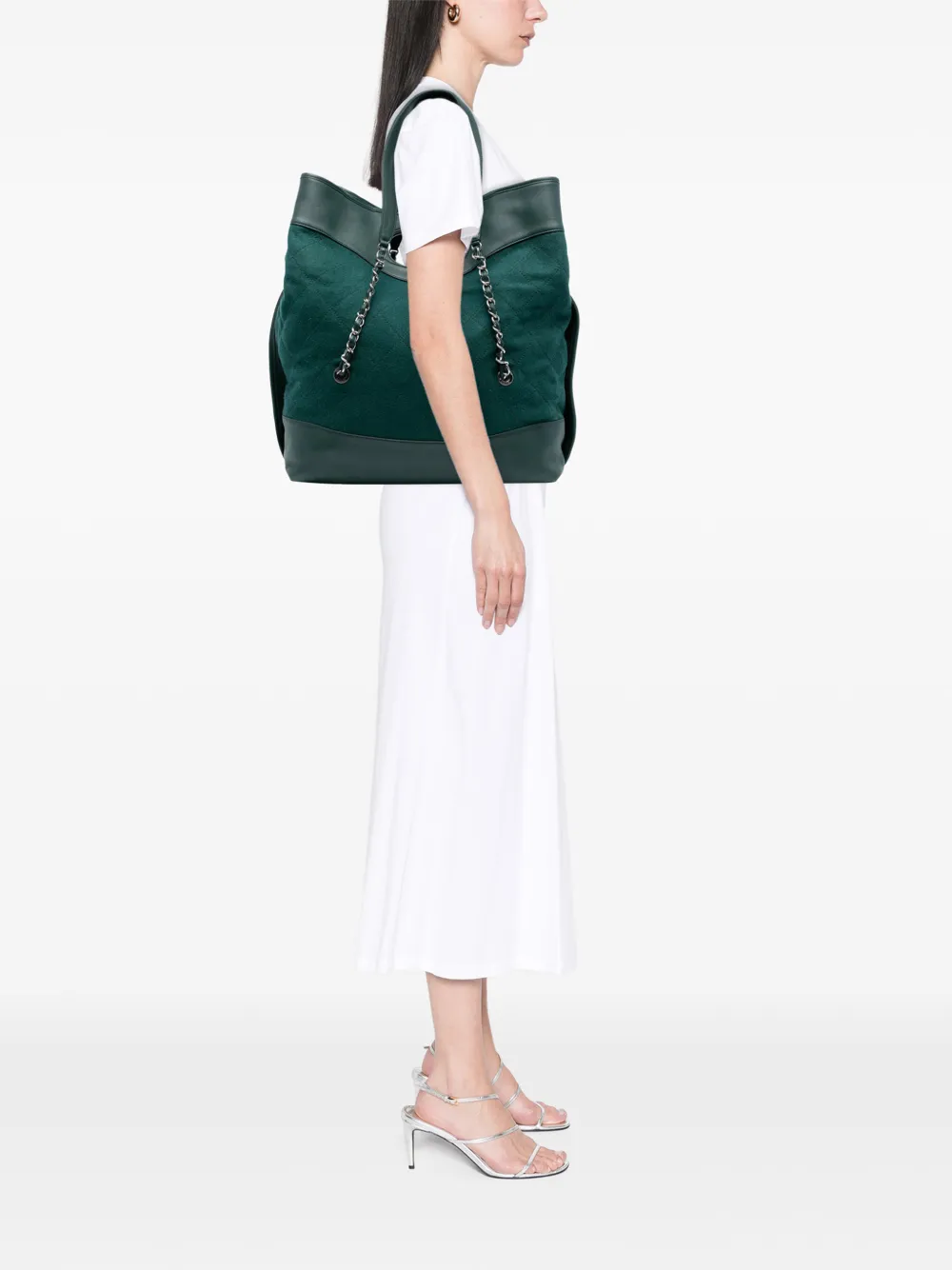 2018-2019 Extra Large Stitched Wool And Calfskin 31 Shopping Bag Satchel