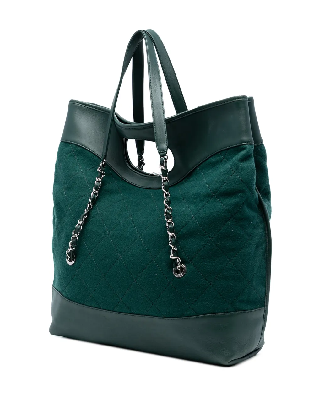 2018-2019 Extra Large Stitched Wool And Calfskin 31 Shopping Bag Satchel