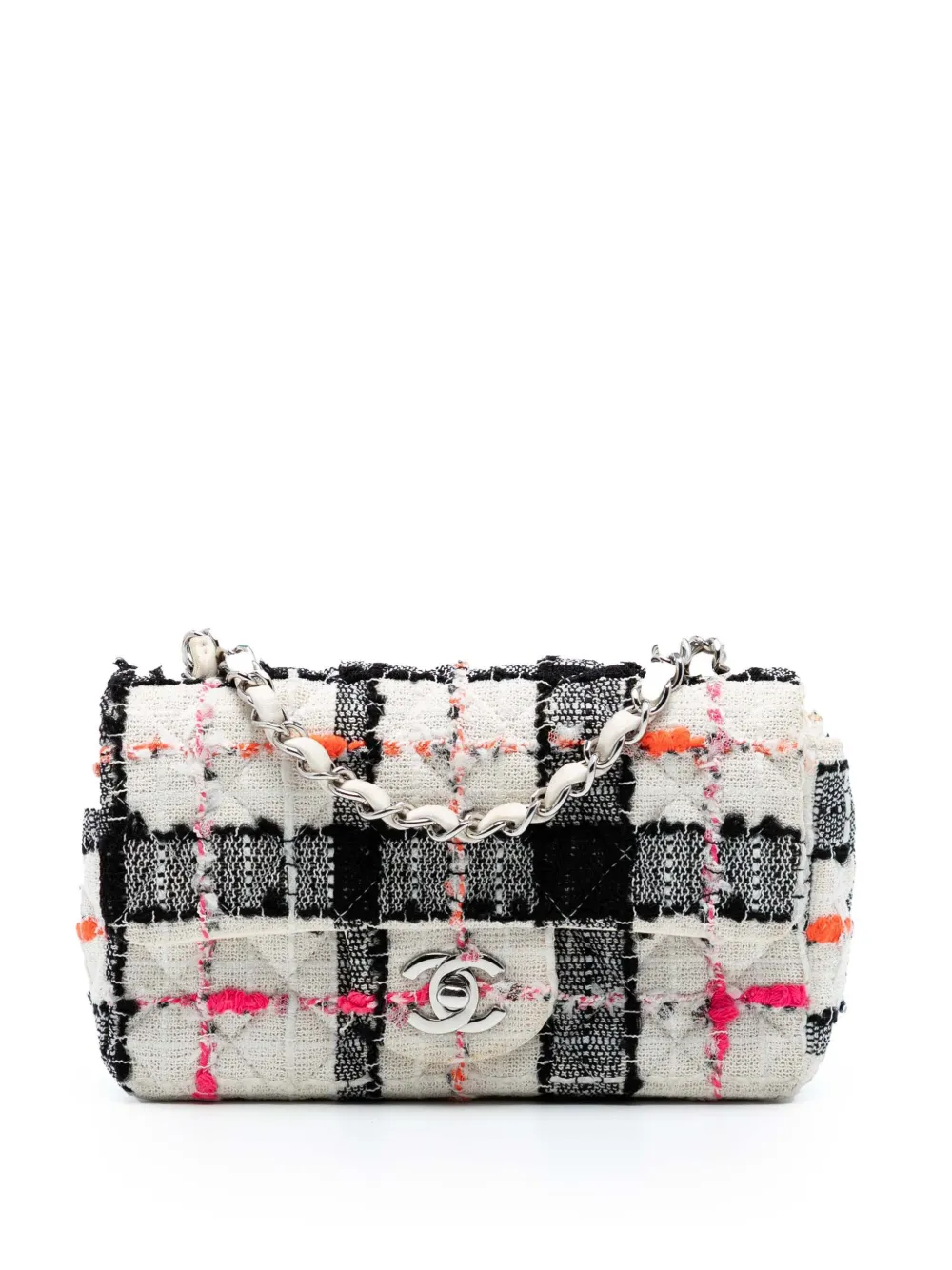 CHANEL Pre-Owned 2019 Mini Rectangular Classic Tweed Check Single Flap crossbody bag - Multicolore