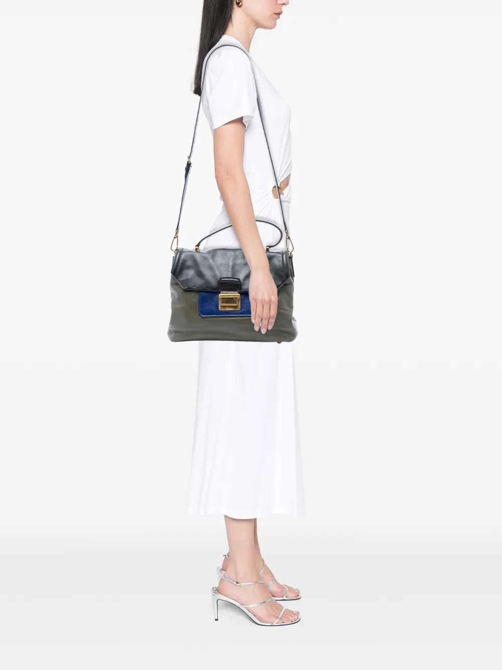 Miu Miu Pre-Owned 2010-2025 Tricolor Vitello Soft Flap Handbag satchel | Pre-Owned | Image 2