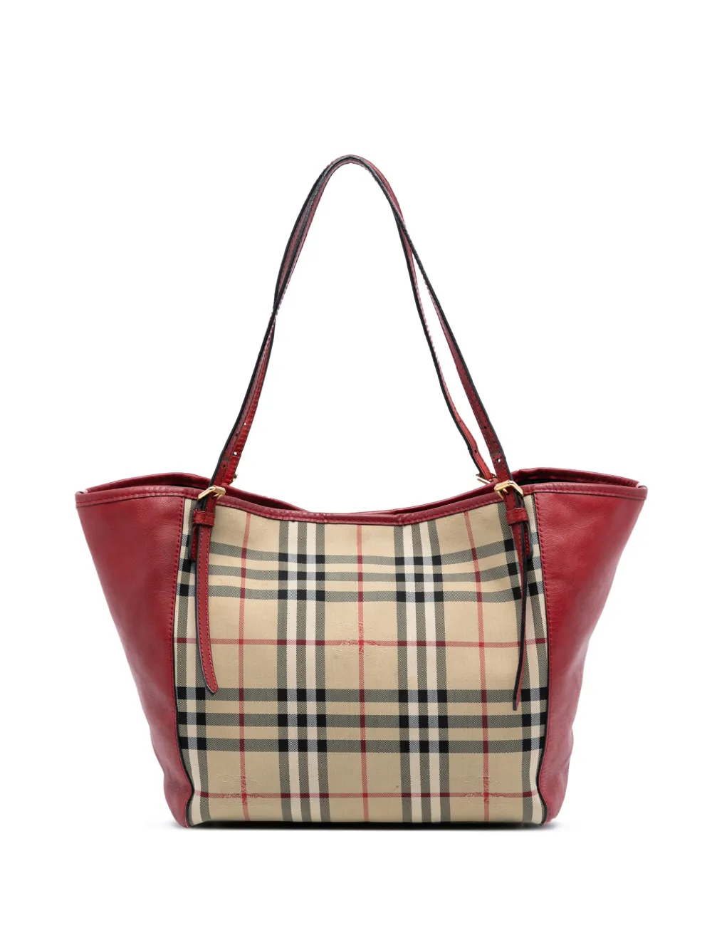 Burberry Pre-Owned 2000-2017 Small Haymarket Check Canvas and Leather Canterbury tote bag - Marrone