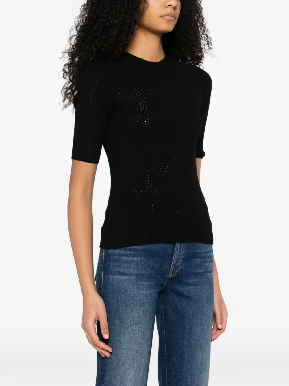 TWINSET Geribbelde top Zwart