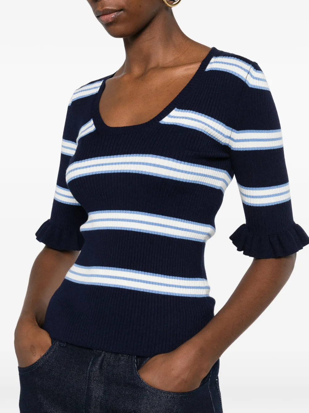 TWINSET Gestreepte top Blauw