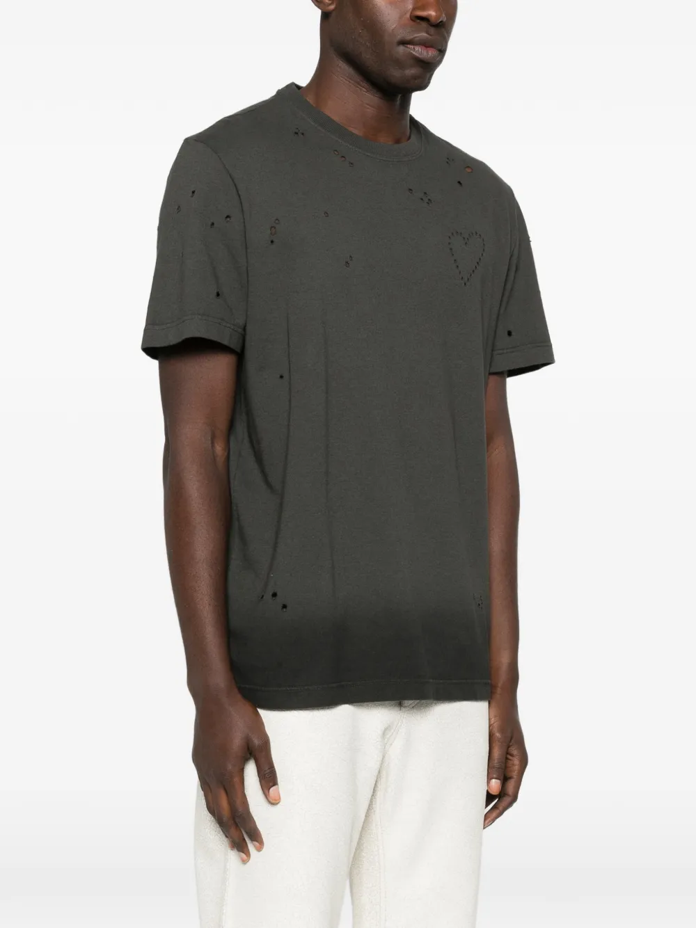 Golden Goose T-shirt van katoenen jersey met geperforeerd hart Grijs