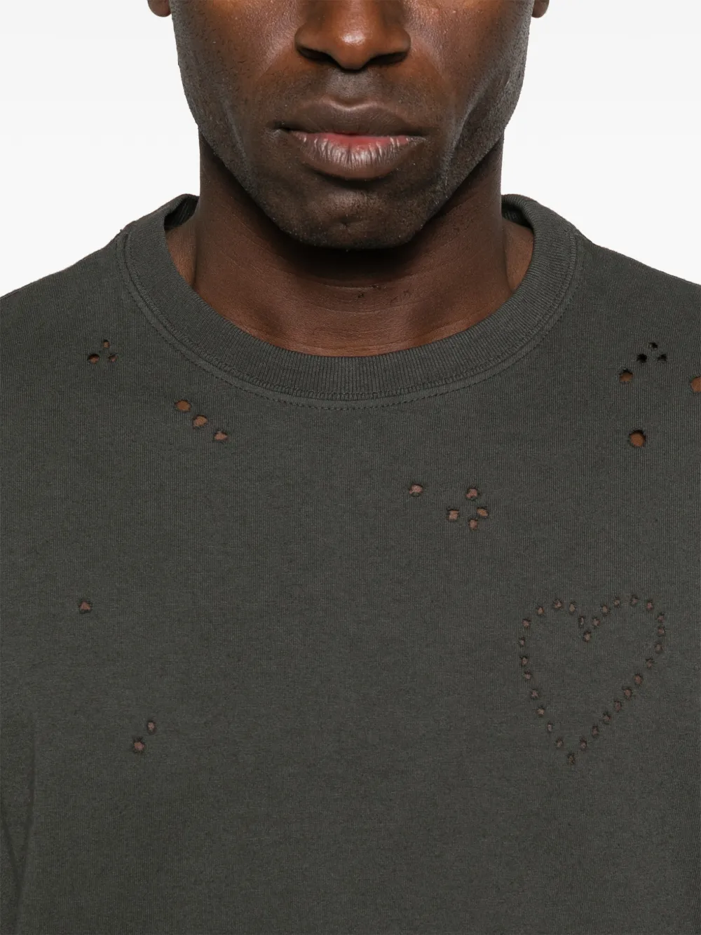 Golden Goose T-shirt van katoenen jersey met geperforeerd hart Grijs