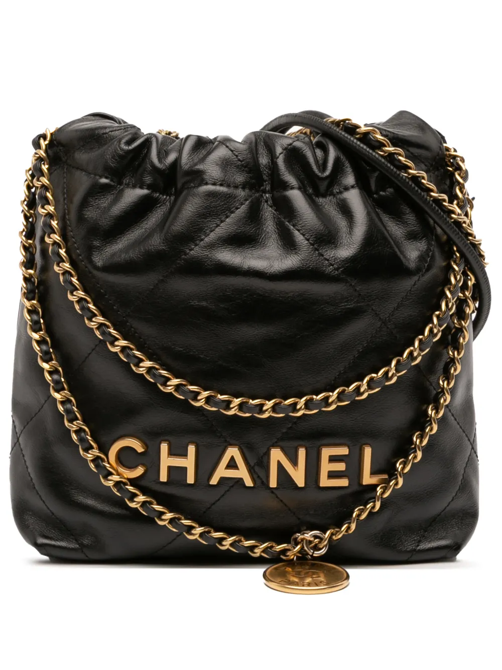 CHANEL Pre-Owned 2021-2025 Mini Shiny Calfskin 22 Handbag satchel - Nero