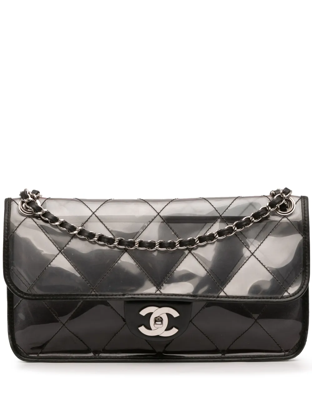 CHANEL Pre-Owned 2006-2008 Stitched PVC and Calfskin Naked Flap shoulder bag - Nero