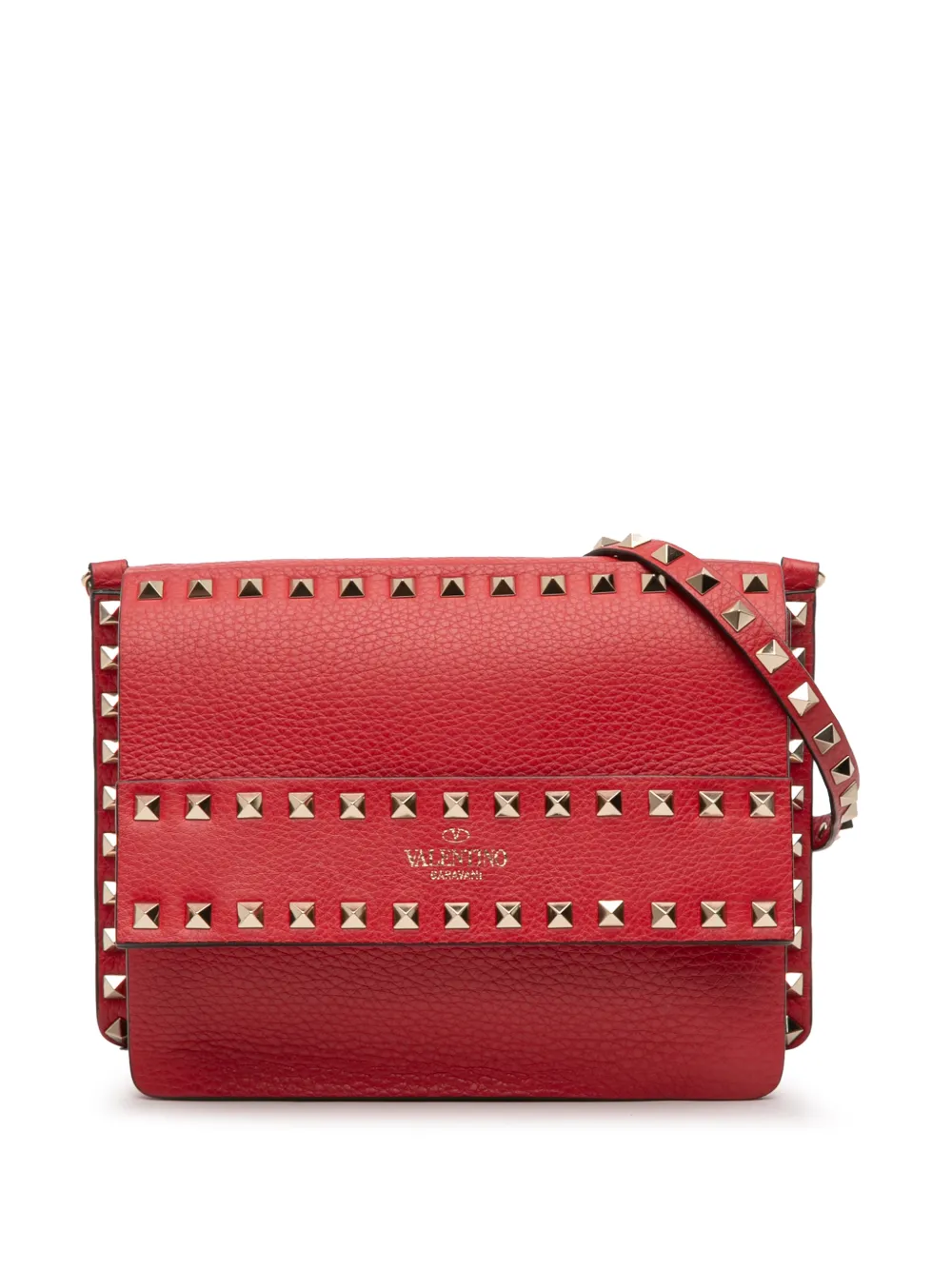 Valentino Garavani Pre-Owned 2018-2025 Small Grained Calfskin Rockstud crossbody bag - Rosso