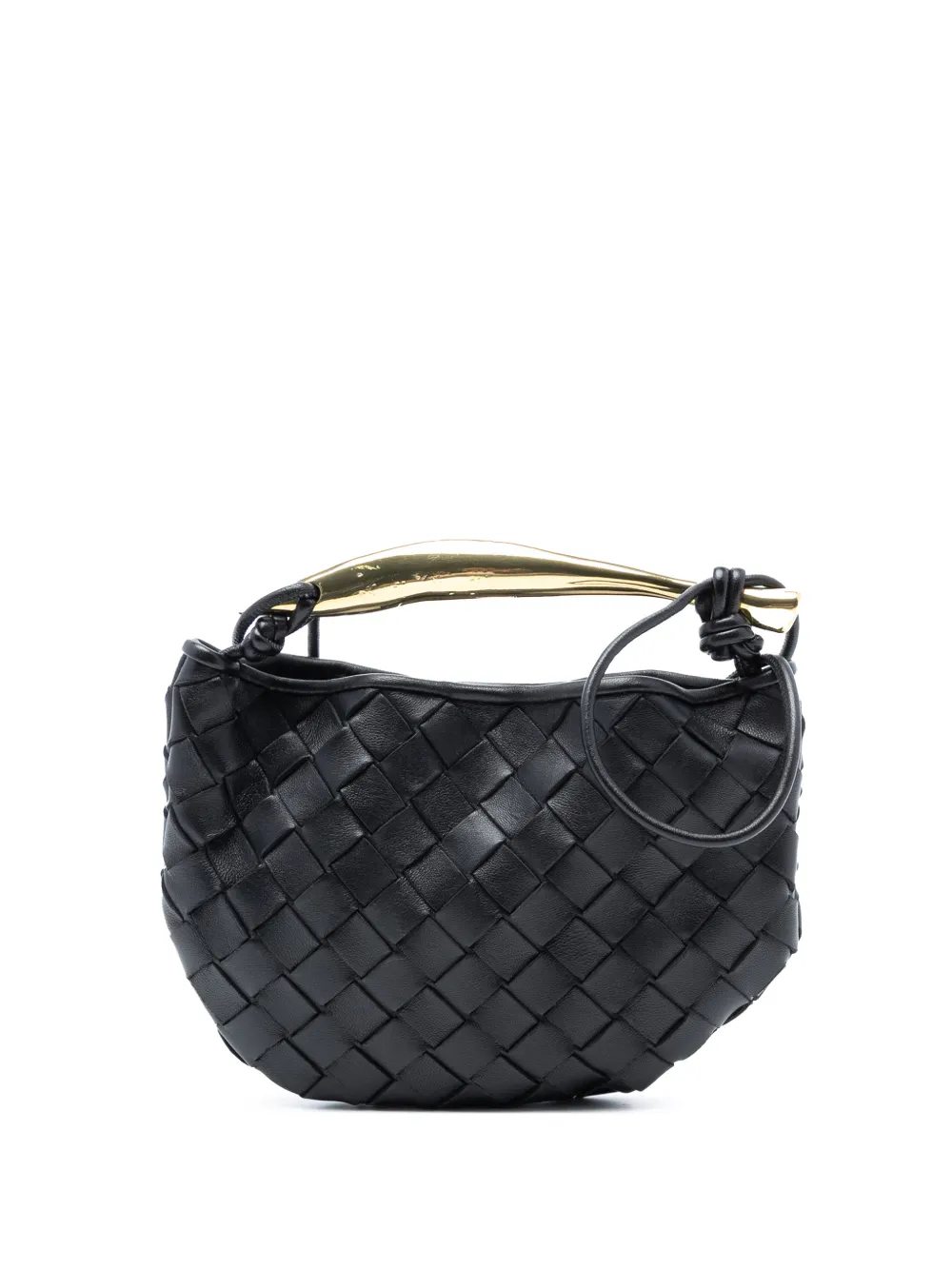 Pre-owned Bottega Veneta 2012-2025 Baby Lambskin Intrecciato Sardine Satchel In Black