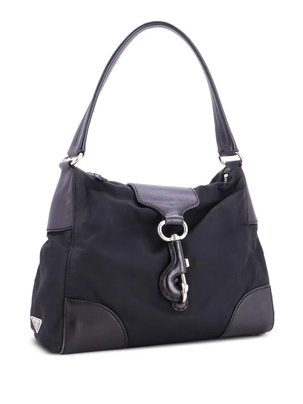Prada Pre-Owned Hook Hobo Nylon with Leather shoulder bag - Nero