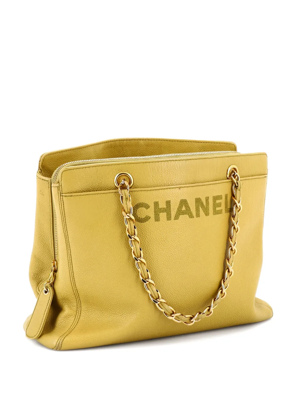 CHANEL Pre-Owned Borsa tote Caviar media - Giallo