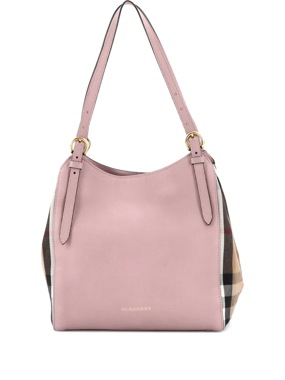 Burberry Pre-Owned Canterbury Leather and House Check Canvas Small tote bag - Rosa