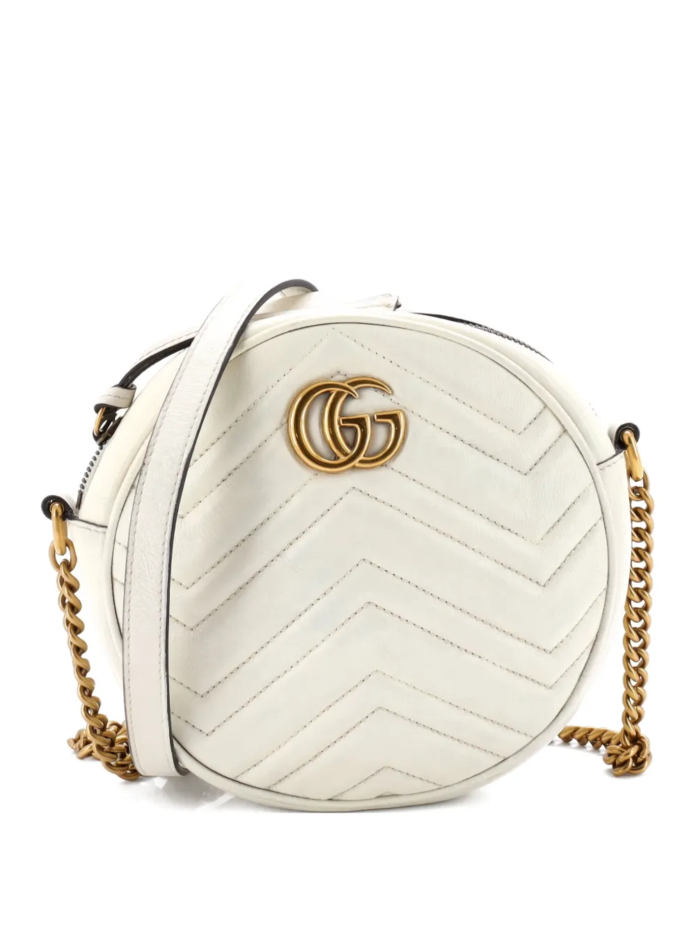 Gucci Pre-Owned GG Marmont Round Shoulder Bag Matelasse Leather Mini crossbody bag - Bianco