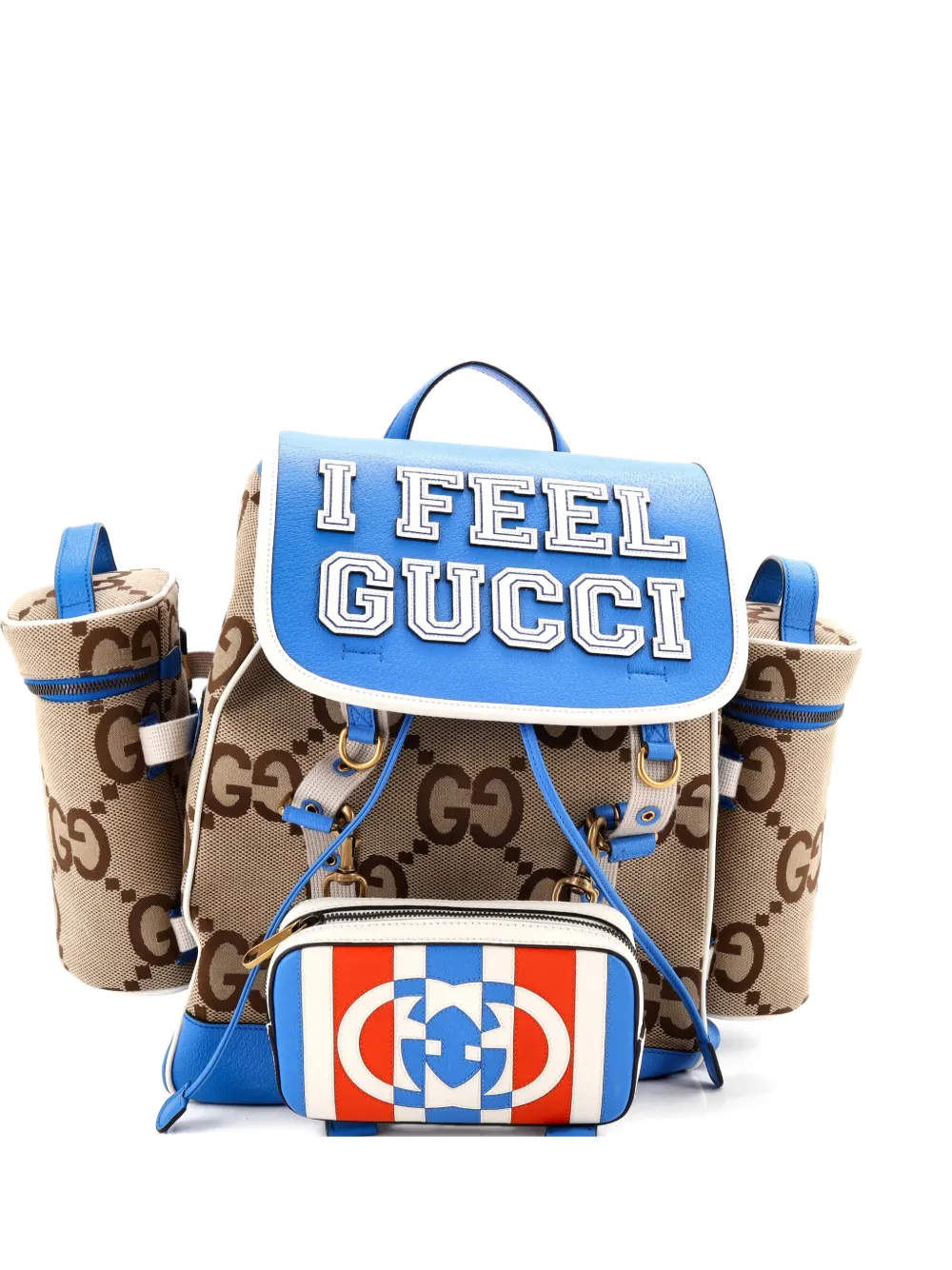 Gucci Pre-Owned Multi-Compartment Convertible Jumbo GG Canvas and Leather Medium backpack | Blue | Image 1