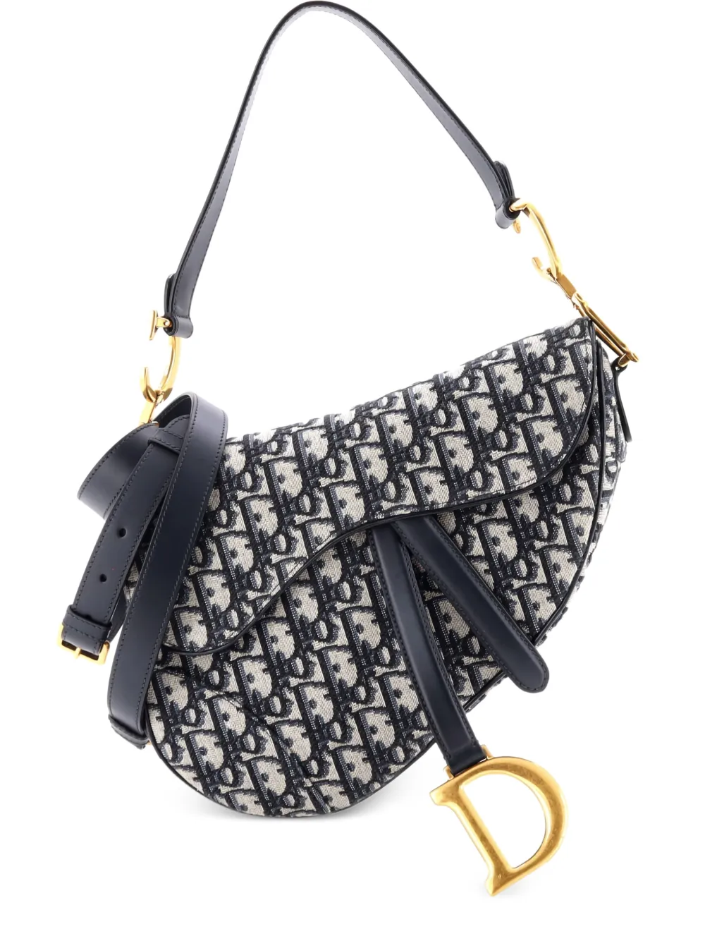 Christian Dior Pre-Owned Saddle Handbag with Strap Oblique Canvas Medium shoulder bag - Blu
