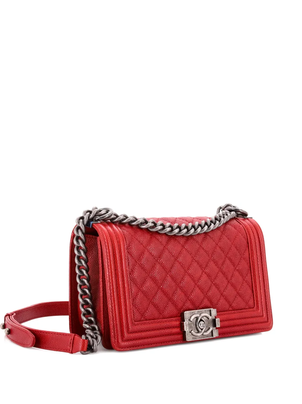 CHANEL Pre-Owned Boy Flap Bag Quilted Caviar Old Medium crossbody bag - Rosso