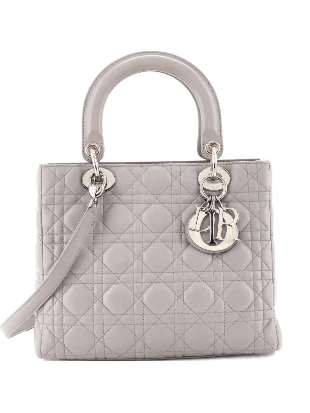 Christian Dior Pre-Owned Lady Dior Bag Cannage Quilt Lambskin Medium satchel - Grigio
