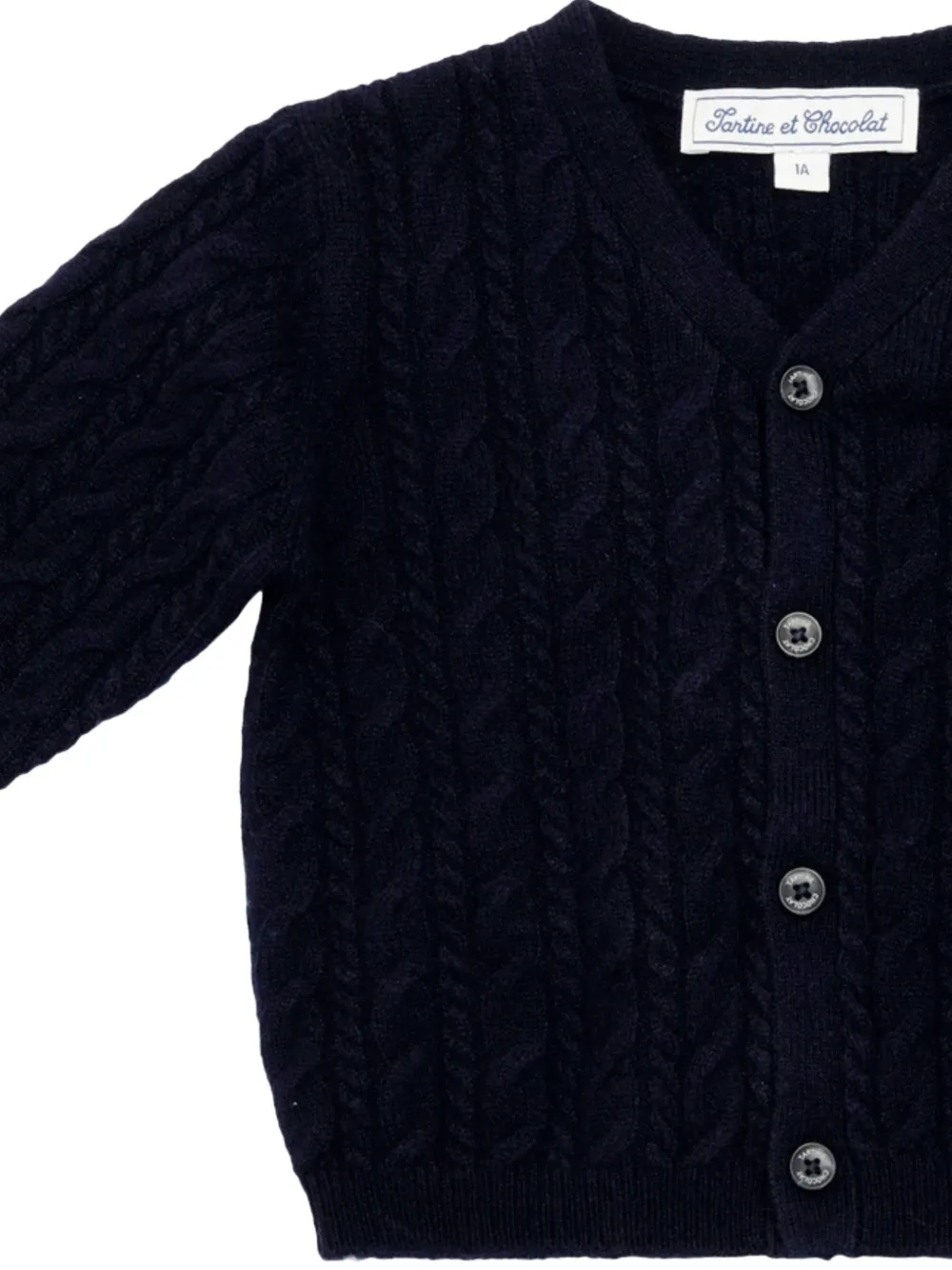 Tartine Et Chocolat Kabelgebreid vest met knoop Blauw