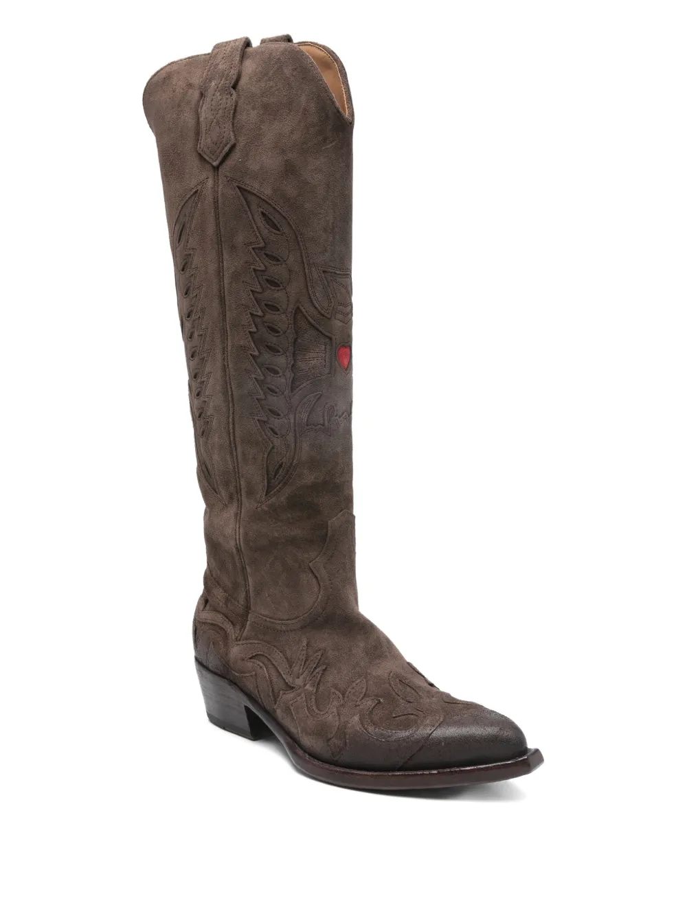  Damy Wins-embroidered Cowboy Boots - Brown 