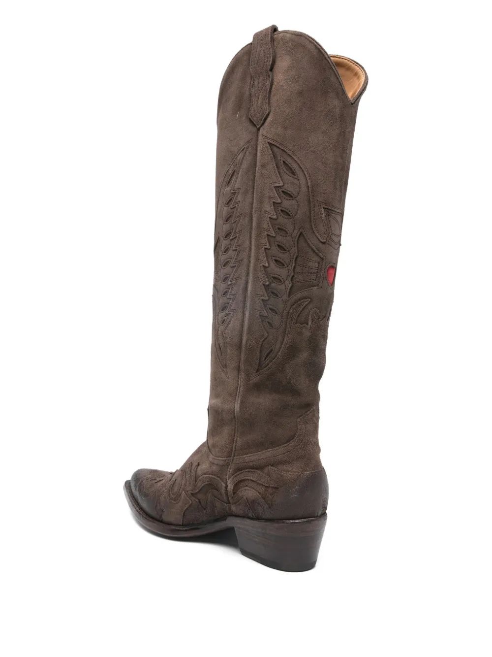  Damy Wins-embroidered Cowboy Boots - Brown 