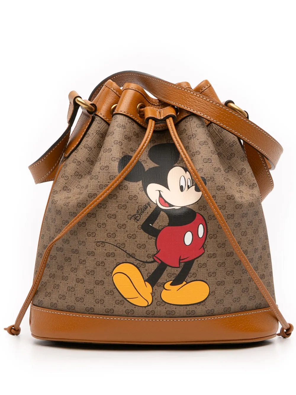 Gucci Pre-Owned 2016-2025 Micro GG Supreme Mickey Mouse bucket bag - Marrone