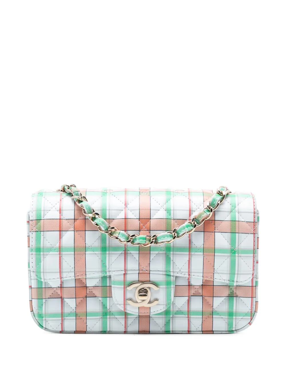 CHANEL Pre-Owned 2019 Mini Rectangular Classic Printed Calfskin Single Flap crossbody bag - Verde